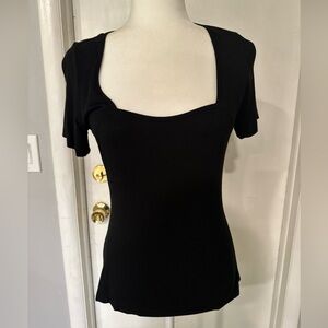 Morgane Le Fay Black Square Neck T Shirt New Large